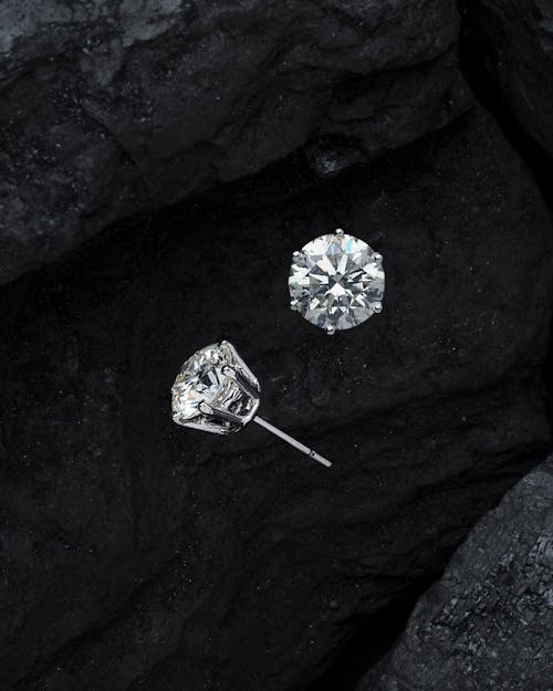 Close-Up Photo Diamonds Stud Earrings