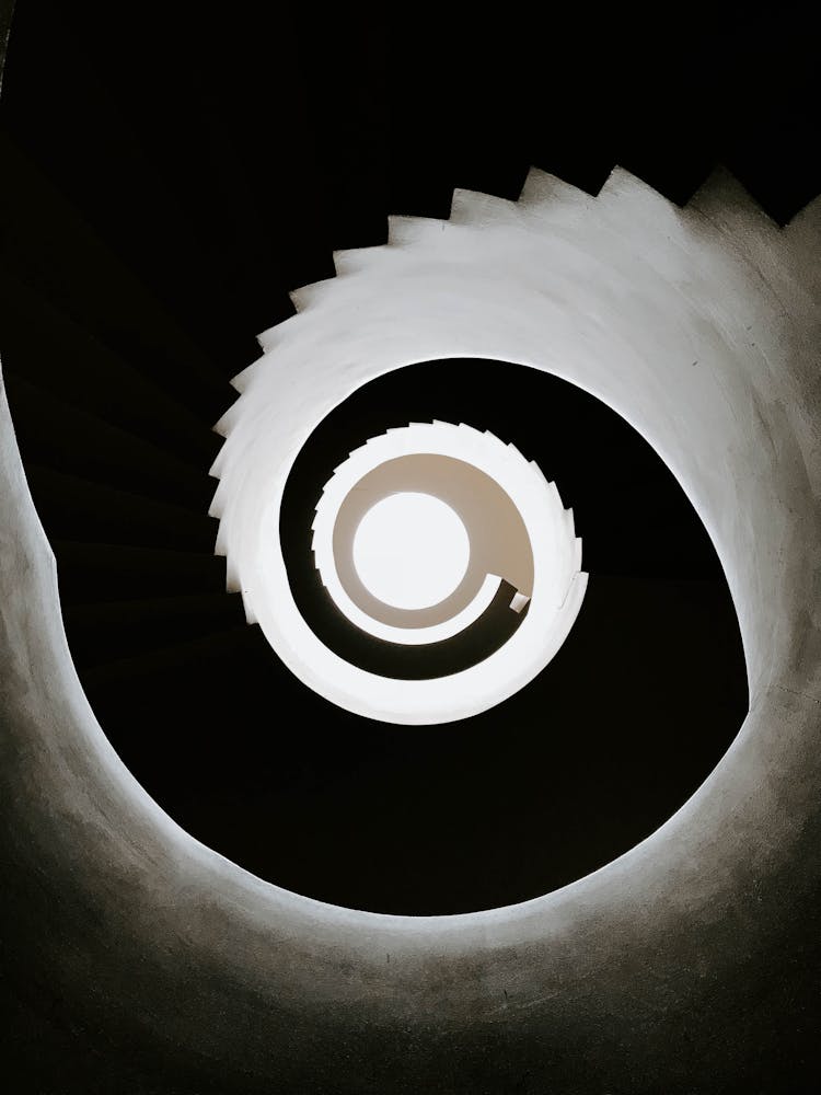 White And Black Spiral Stairs