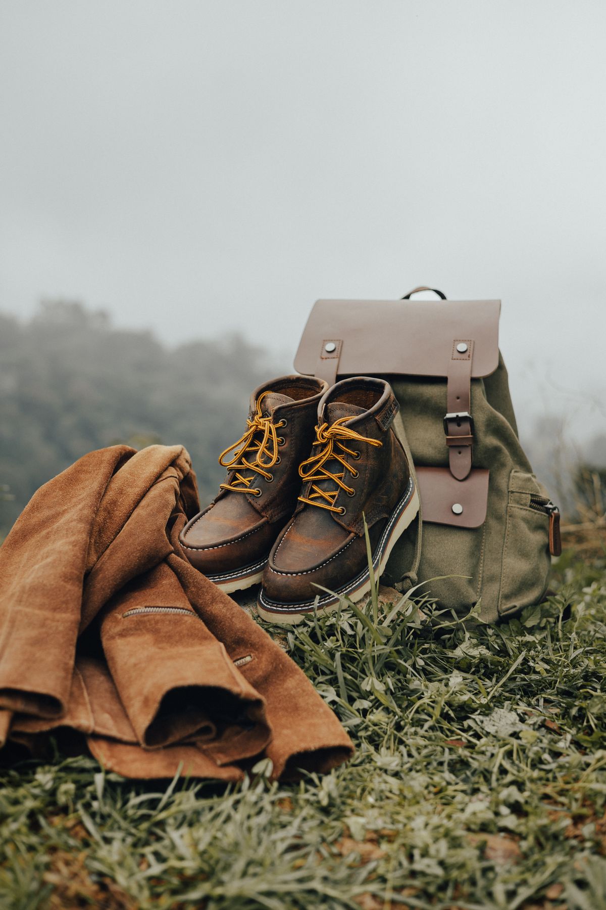 Hiking backpack boots and outdoor gear