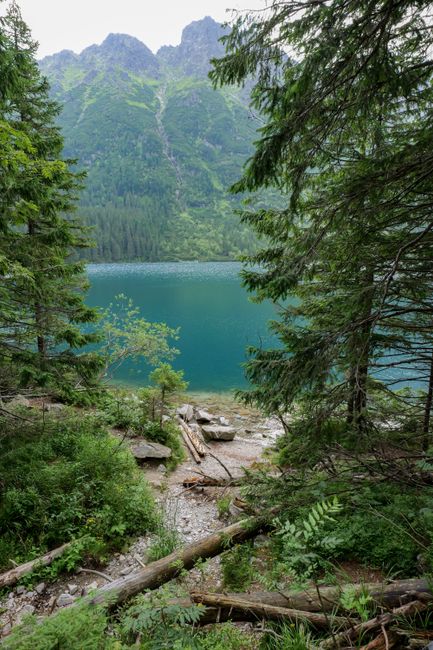 Explore the tranquil beauty of Lake Morskie Oko surrounded by mountains in Zakopane, Poland.