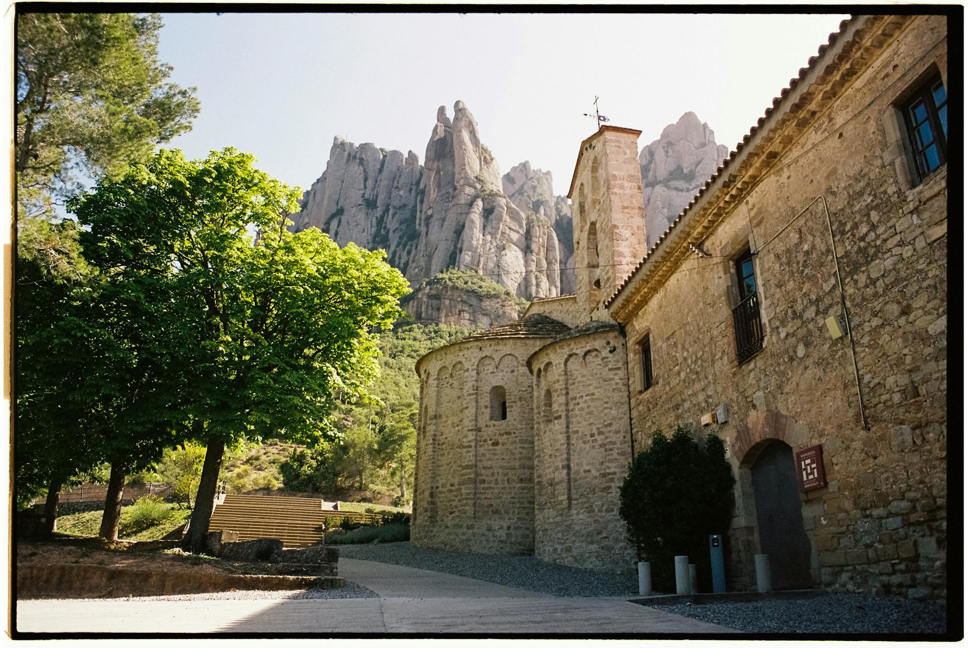 Photo of the Santa Maria de Montserrat Abbey in Montserrat, Catalonia, Spain