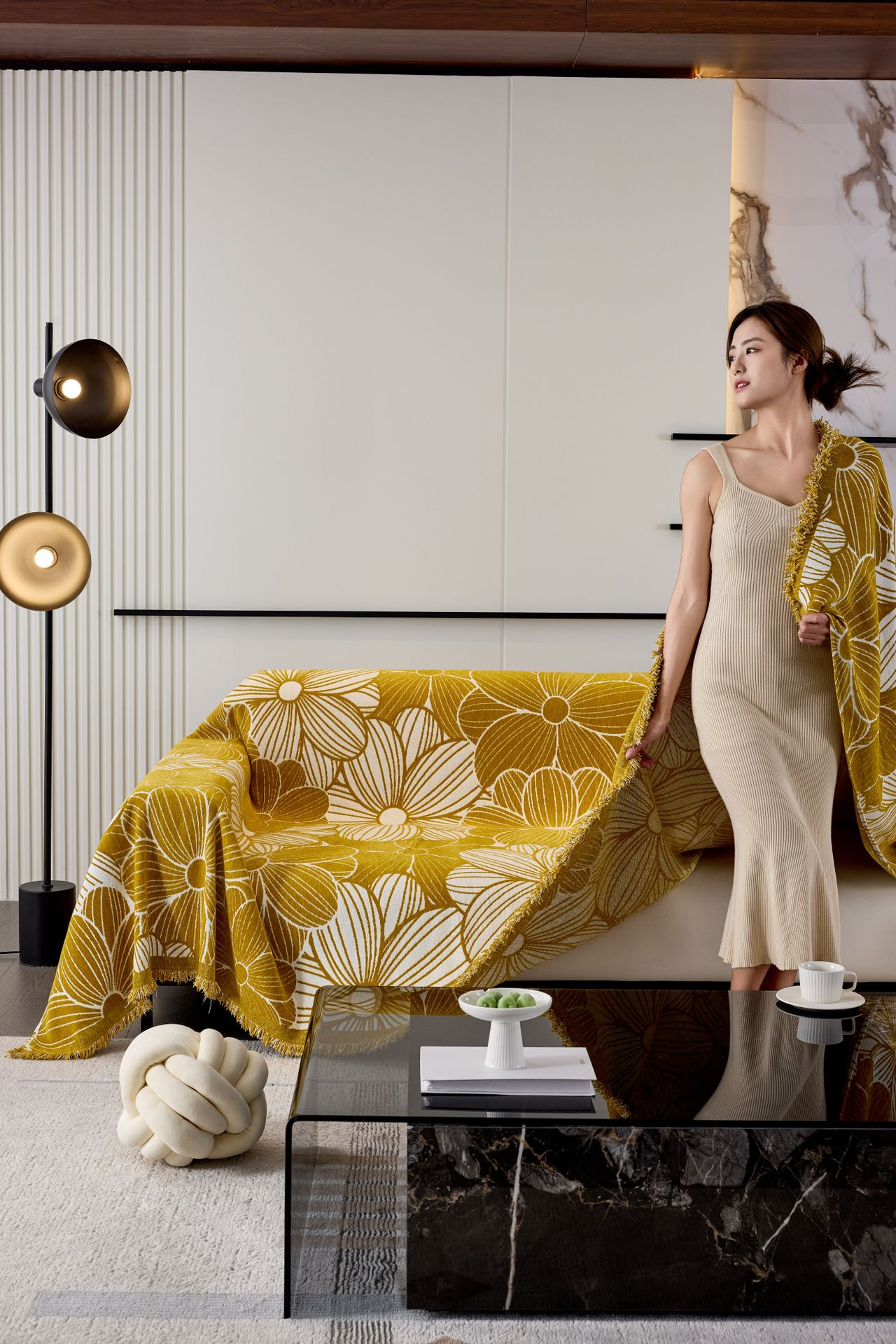 texture-rugs-throws-neutral Living room rug with cozy throw blankets