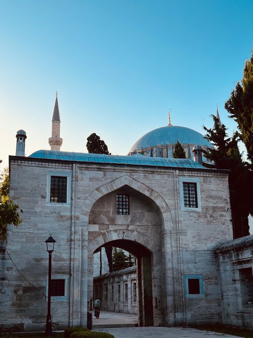 Free Beautiful view of Istanbul mosque showcasing traditional Ottoman architecture with dome and minaret. Stock Photo