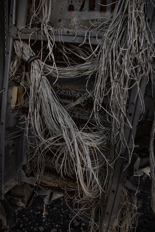 Free stock photo of airplane, cables, decay