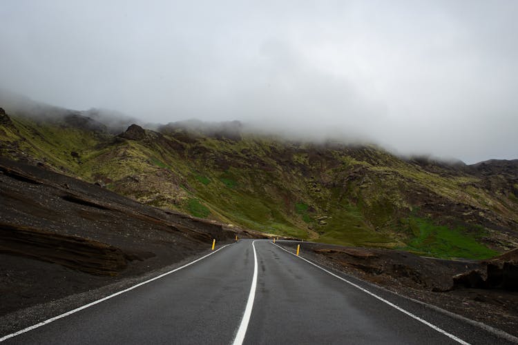 Empty Road Along The Mountain