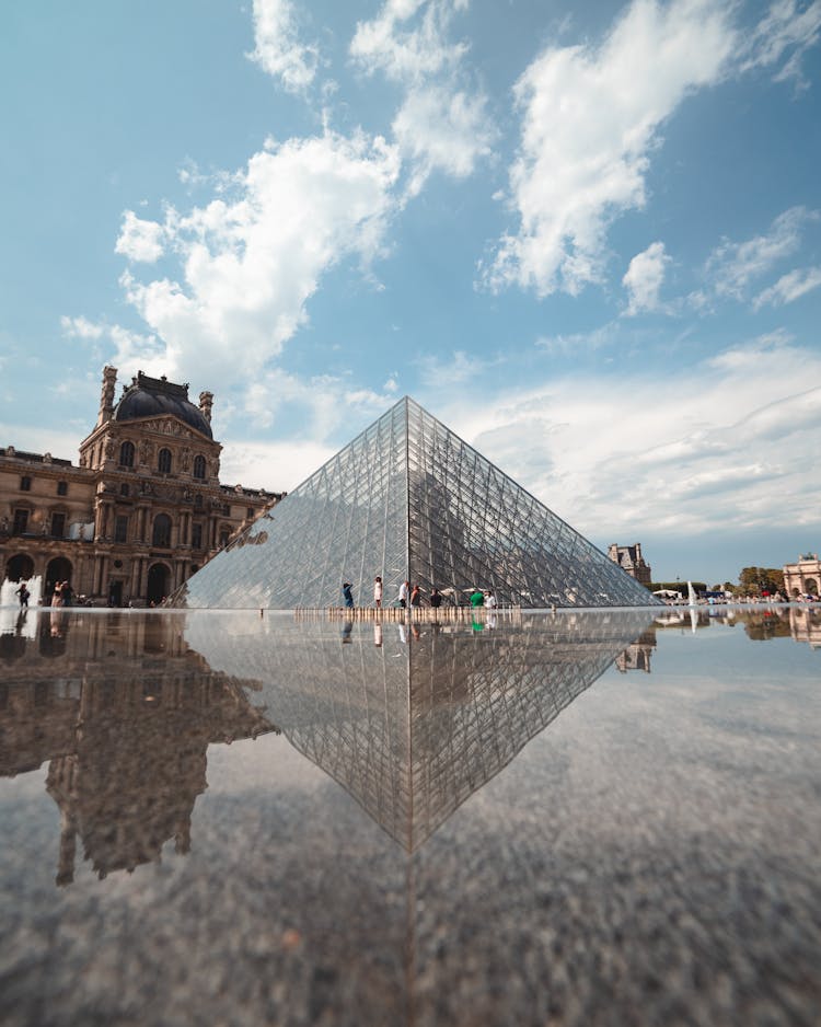 People Outside Louvre Museum