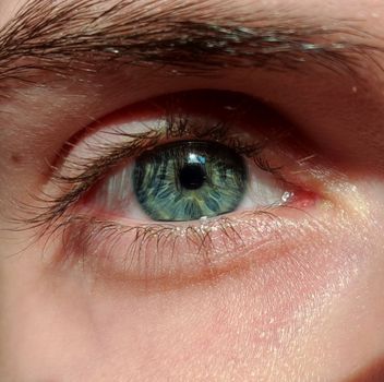 A detailed, close-up shot of a woman's green eye with clear focus on the iris.