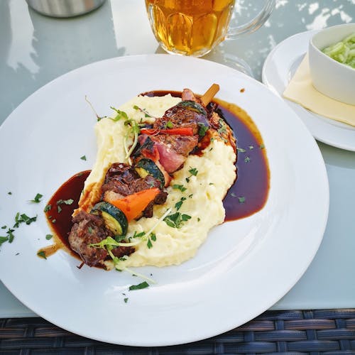 Cooked Food on White Ceramic Plate