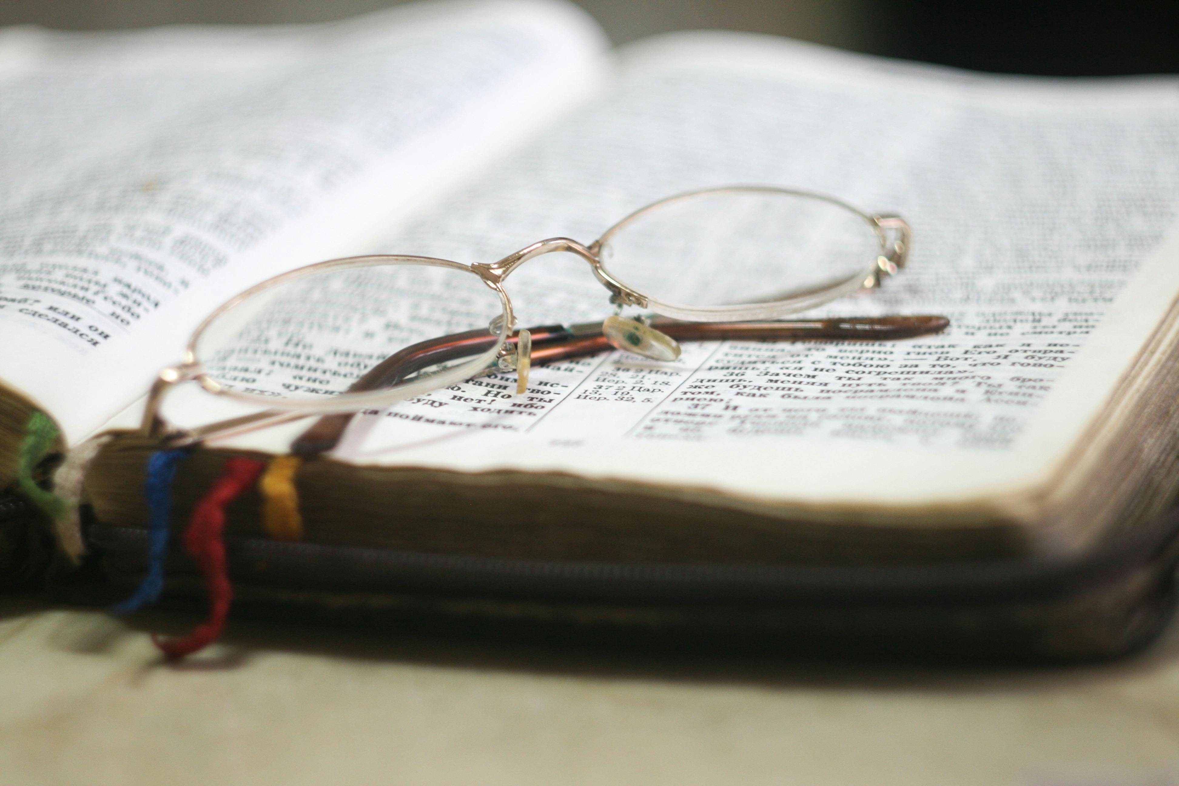 eyeglass with gold colored frames