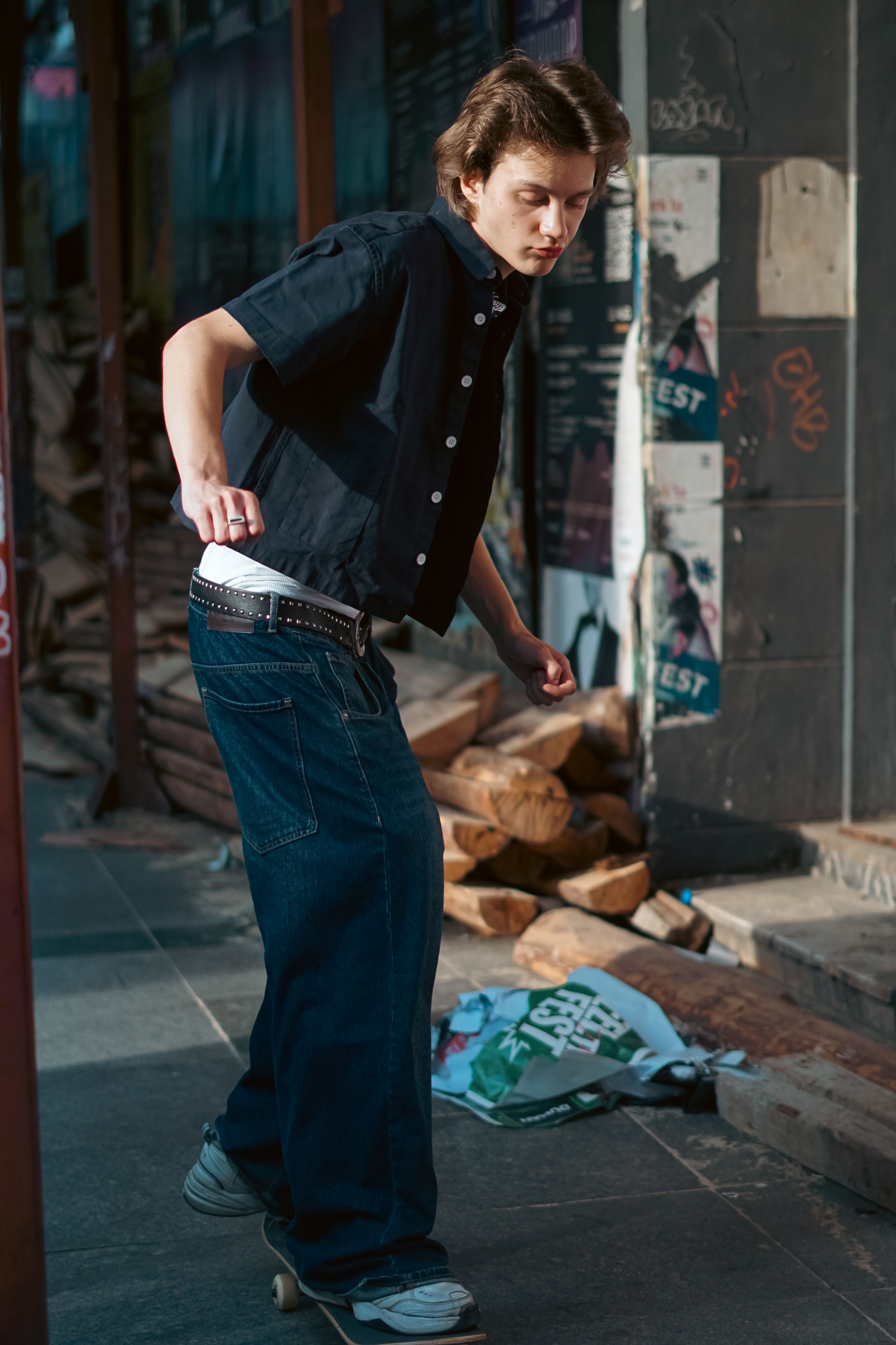 Skateboarder in an urban setting
