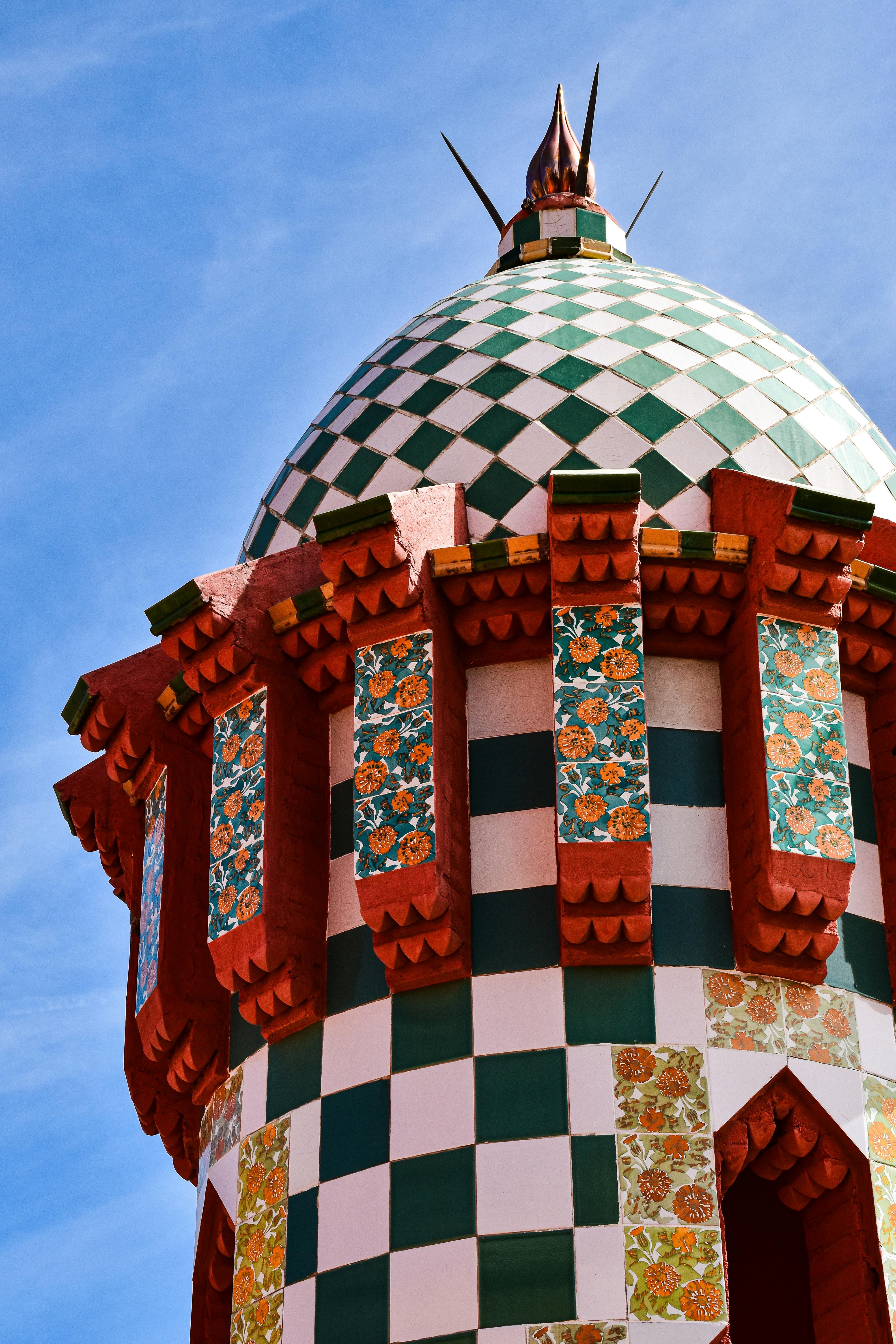 a tower with a colorful design on it