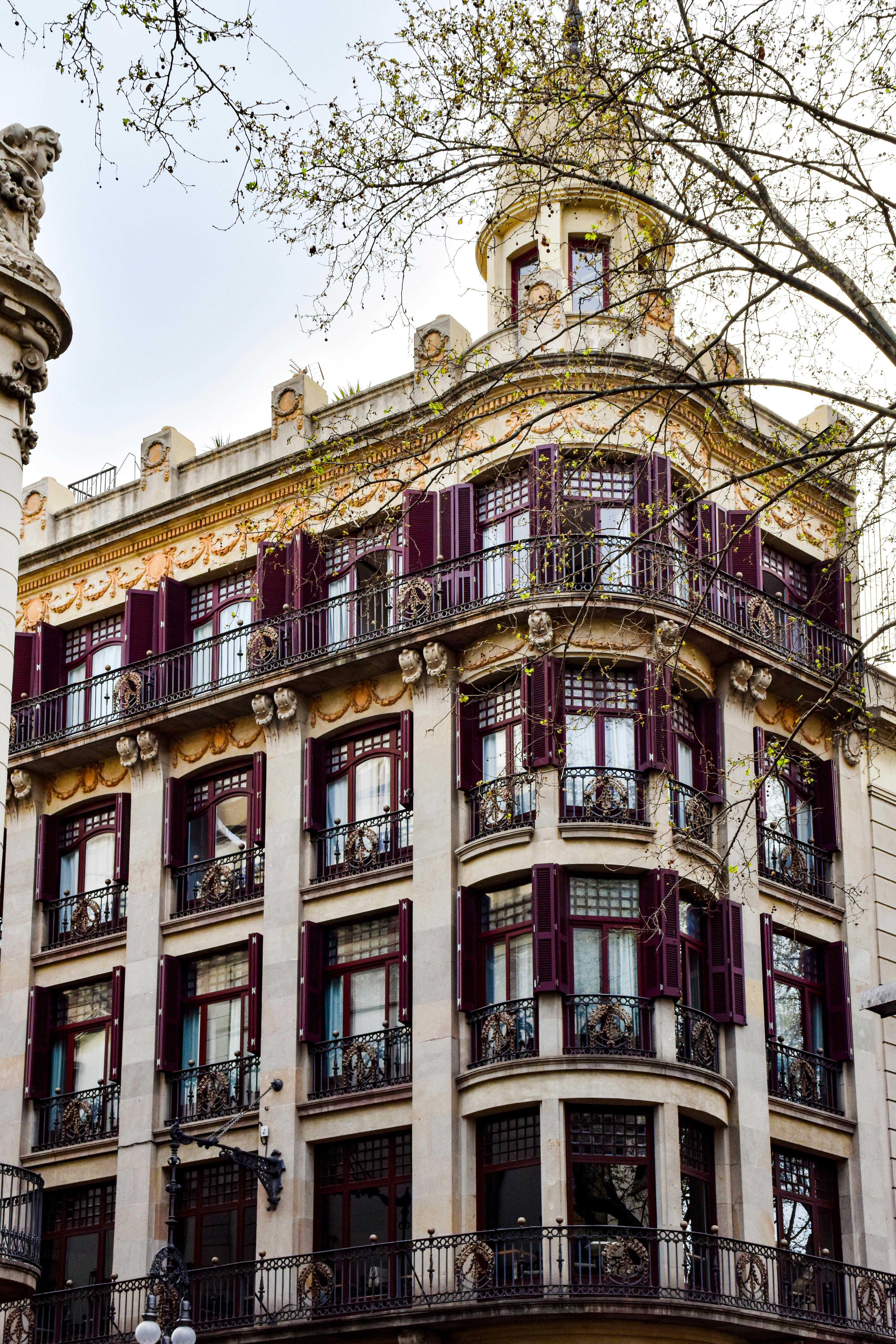 a building with balconies and balconies on the side