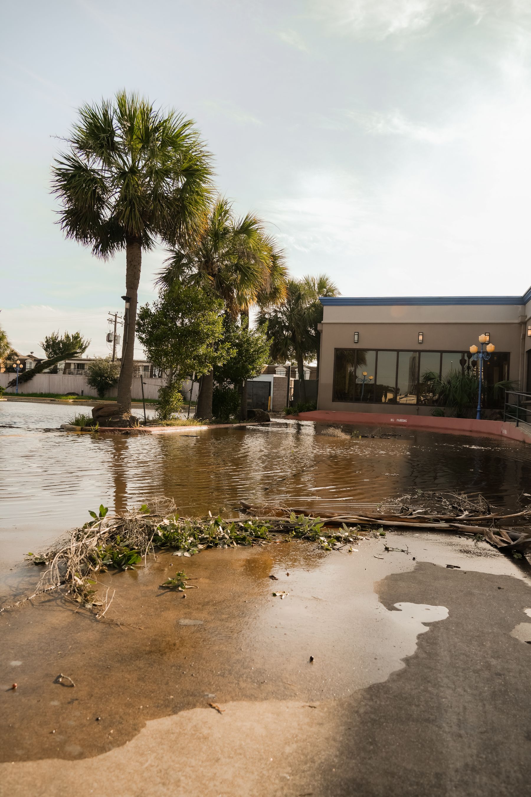 Floodwater surrounding a Florida commercial property after a hurricane