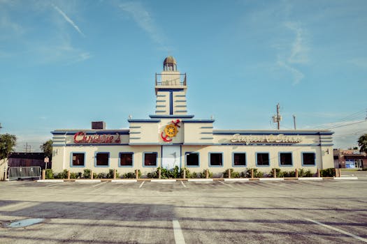 Front view of Christie's Seafood restaurant in Houston with nautical design.