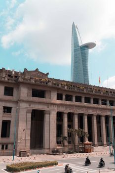 A cityscape showcasing Bitexco Financial Tower, an architectural marvel in Ho Chi Minh City, Vietnam.