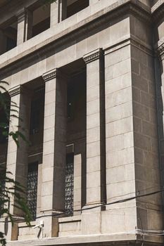Architectural detail of a classic building in Ho Chi Minh City, Vietnam.