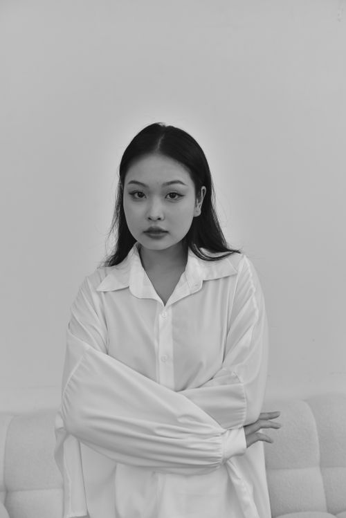 Black and White Portrait of Woman in White Shirt · Free Stock Photo