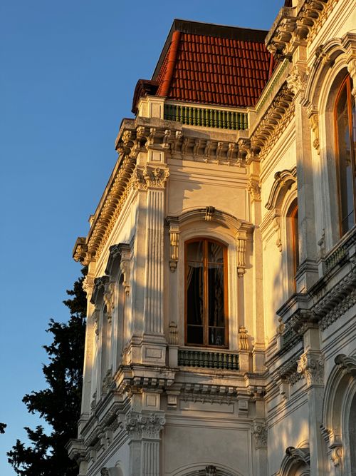 Free Beautiful baroque building facade in golden sunset light. Stock Photo