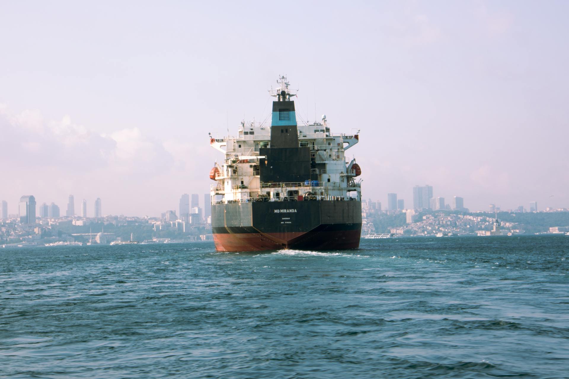 A large ship in the water