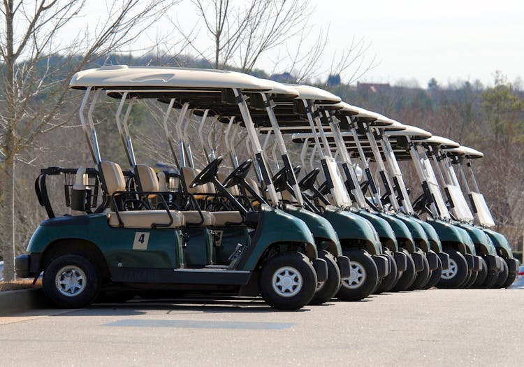 Blue-and-white Golf Carts