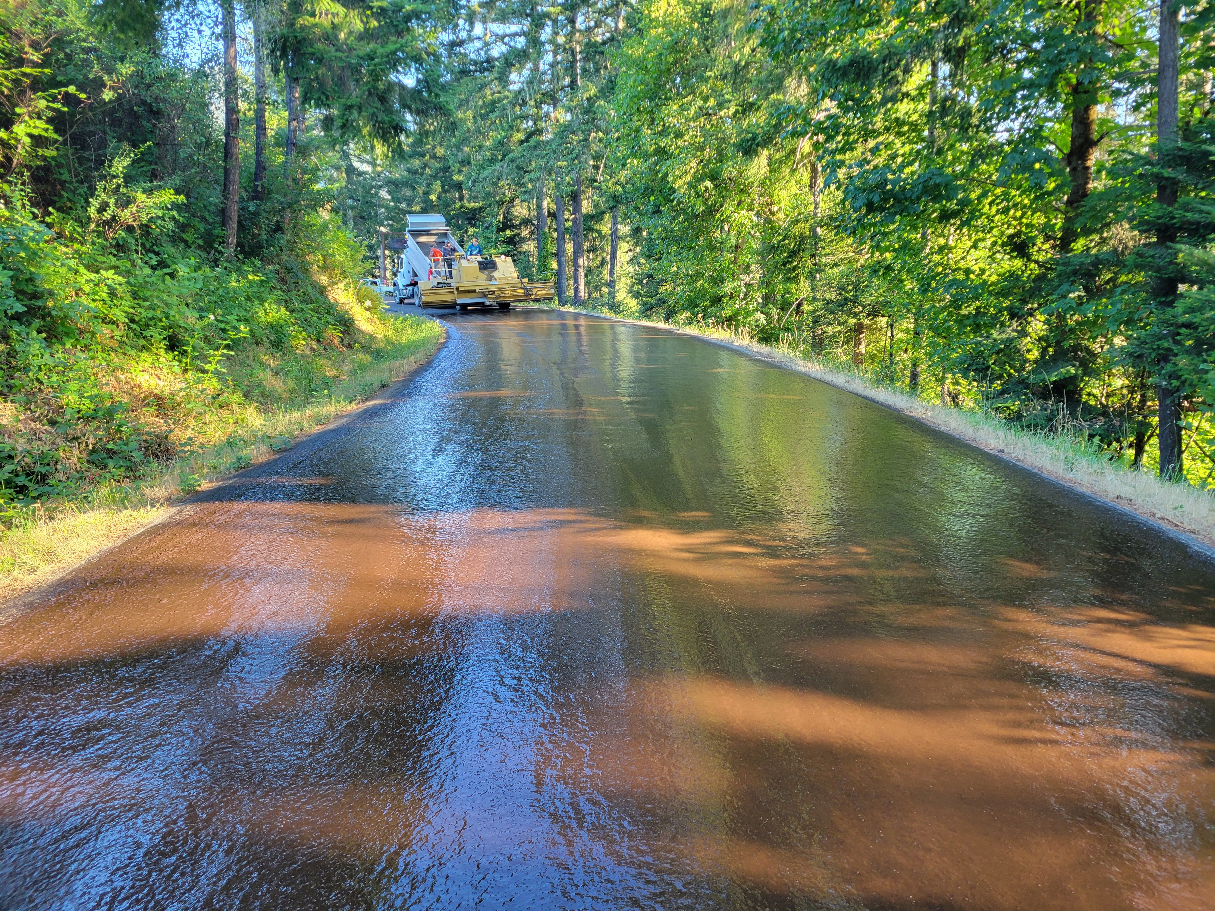 Freshly sealcoated smooth black asphalt surface