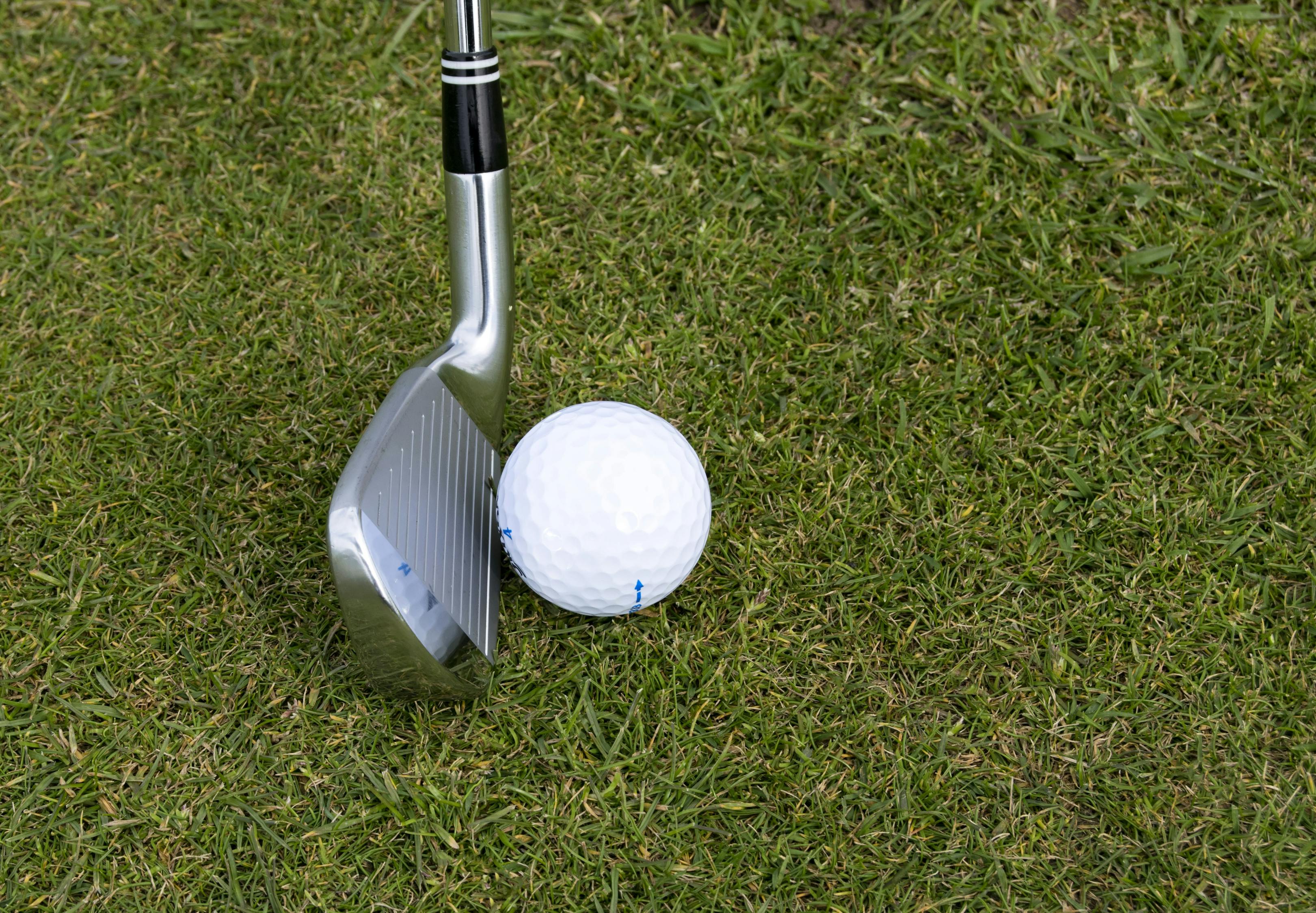 Silver Wedge Golf Club Beside Ball · Free Stock Photo