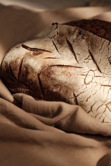 Rustic sourdough loaf with an open crust — photo by Khadijah Karaca on Pexels