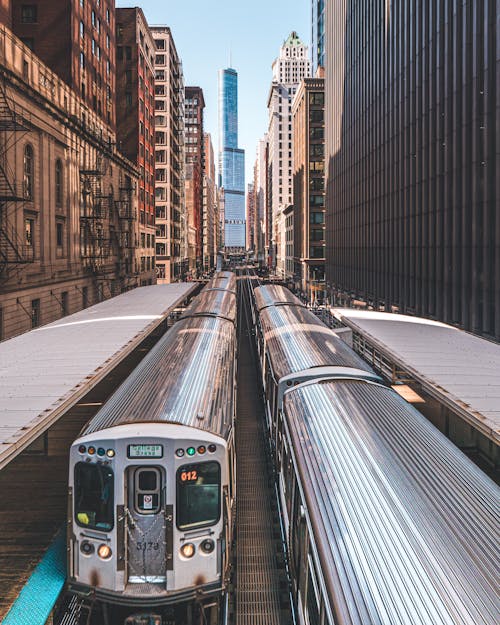 Gray and White Trains