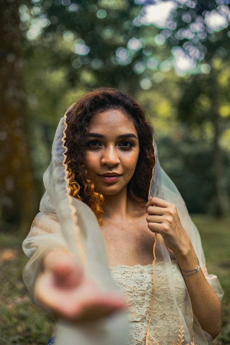 Woman Wearing Sheer Scarf