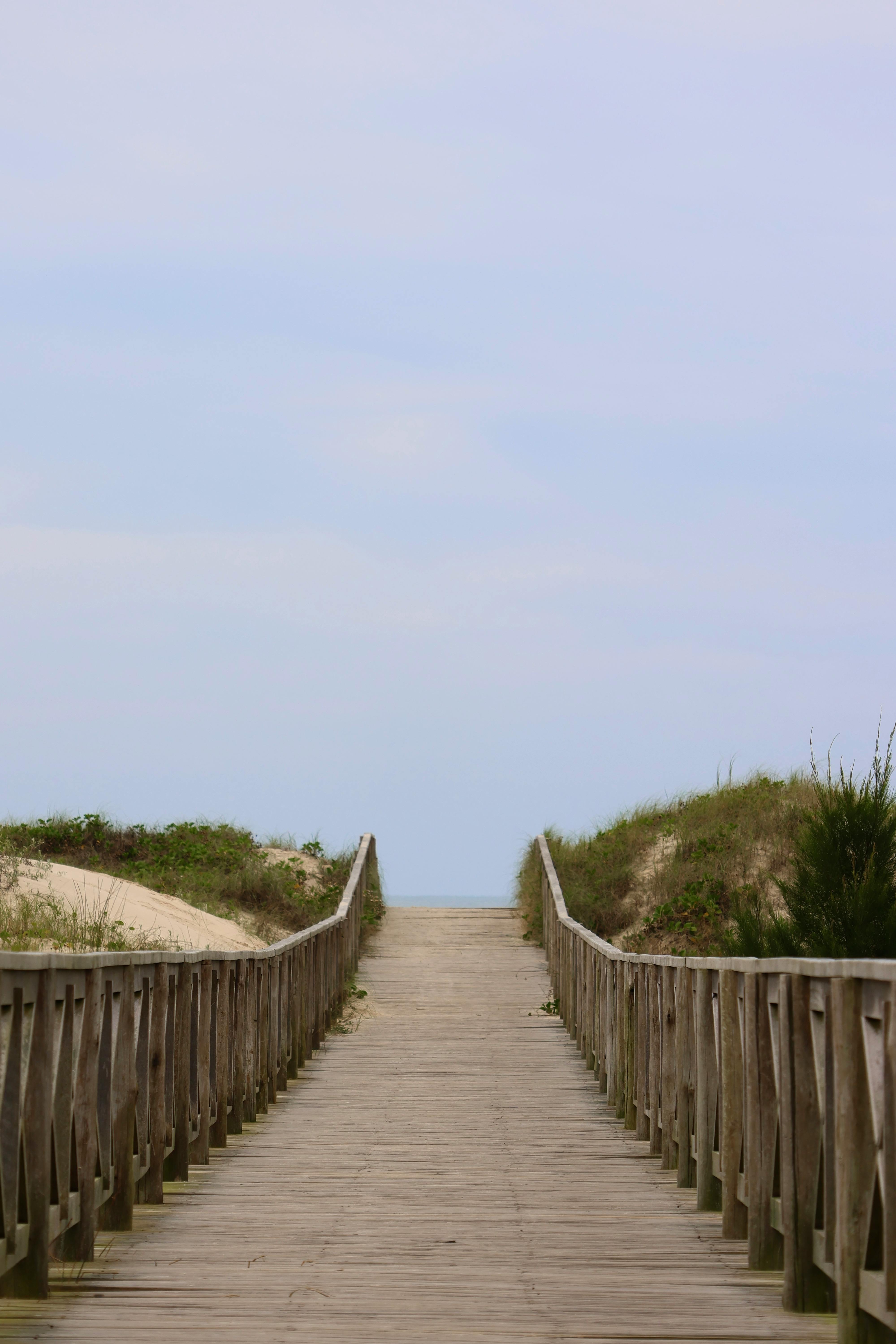 a wooden walkway leading to the beach