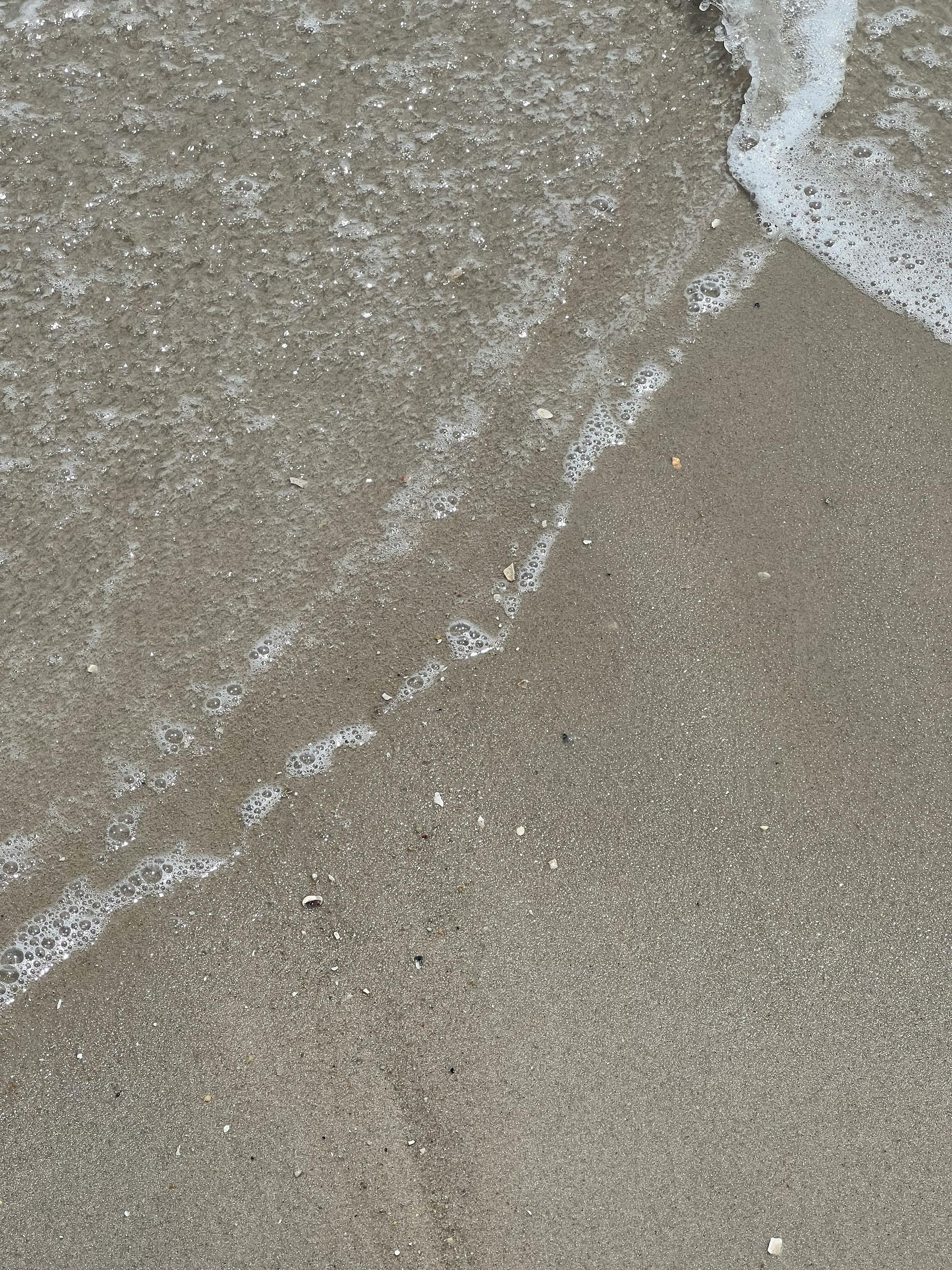 Vue d'une plage de sable fin avec parasols et baigneurs au loin