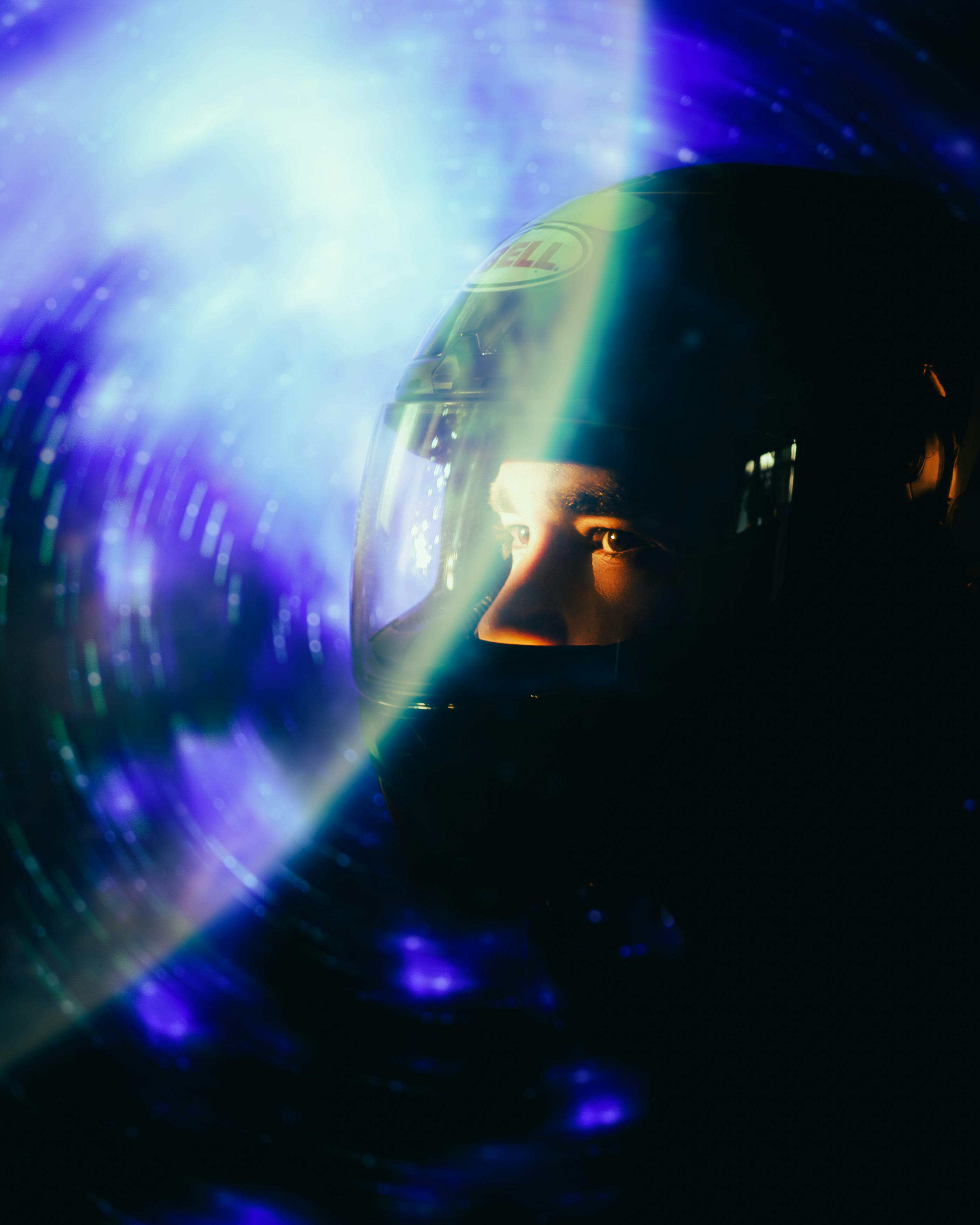 A surreal image of an astronaut exploring the mysteries of space, filled with vibrant cosmic colors.
