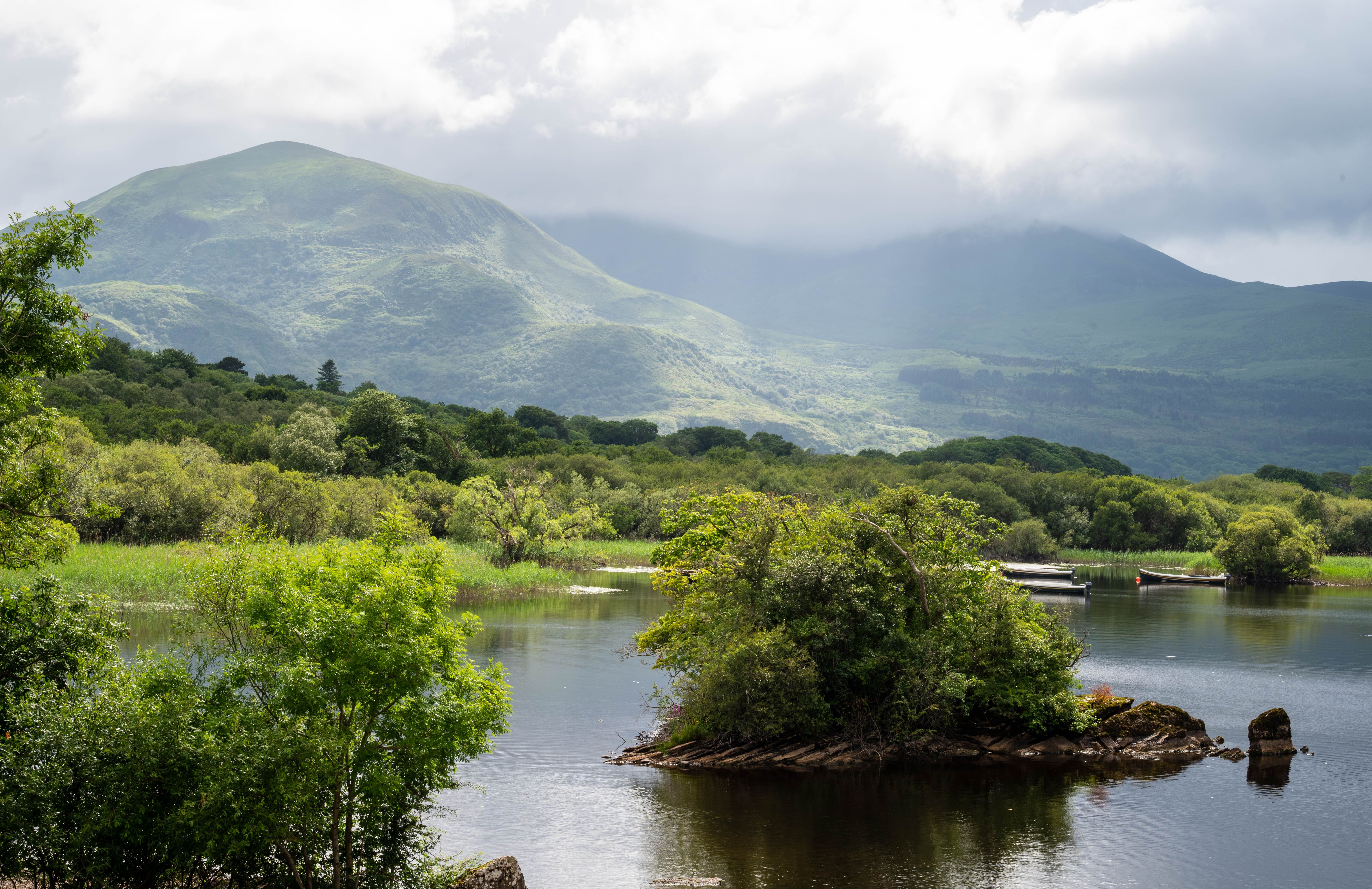 A lake surrounded by mountains and trees · Free Stock Photo
