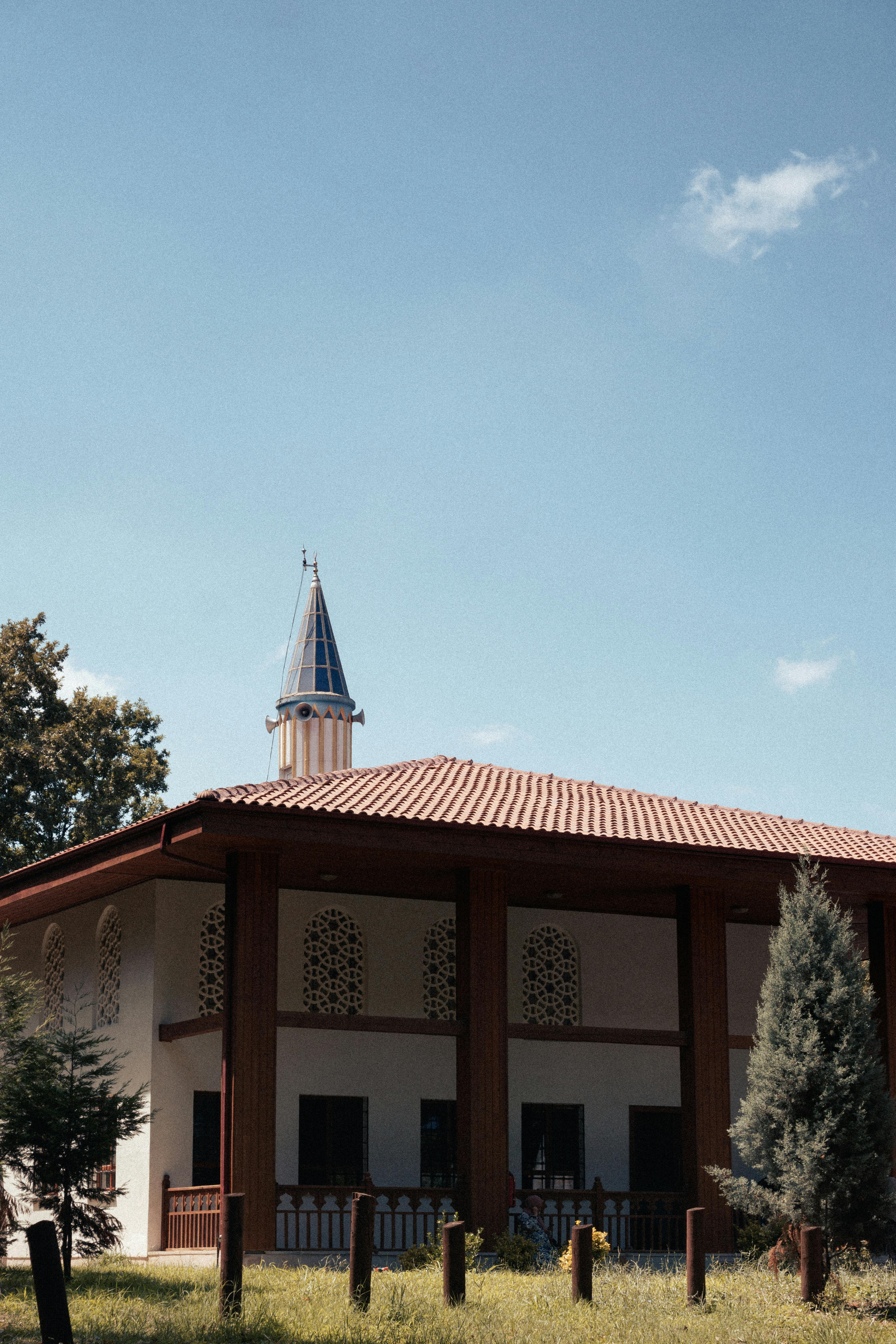 a church with a steeple on top of it