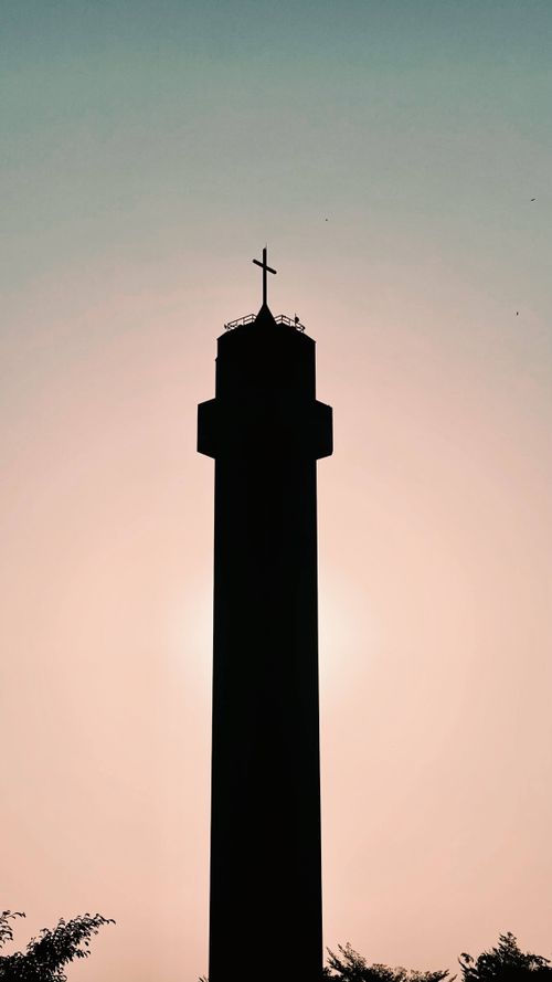 Free church tower shilouette Stock Photo