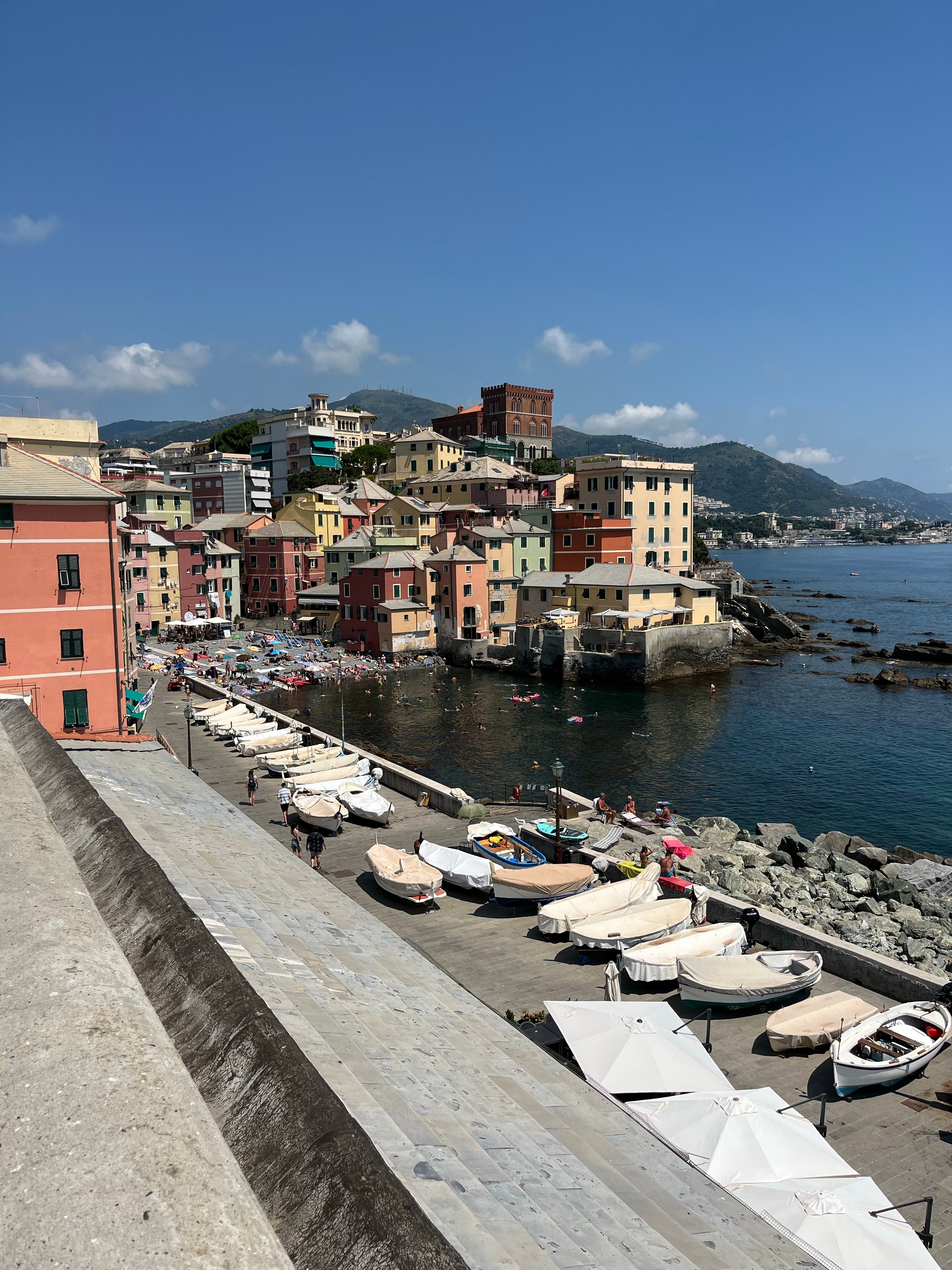 The colourful houses of the Boccadasse fishing quarter by the sea