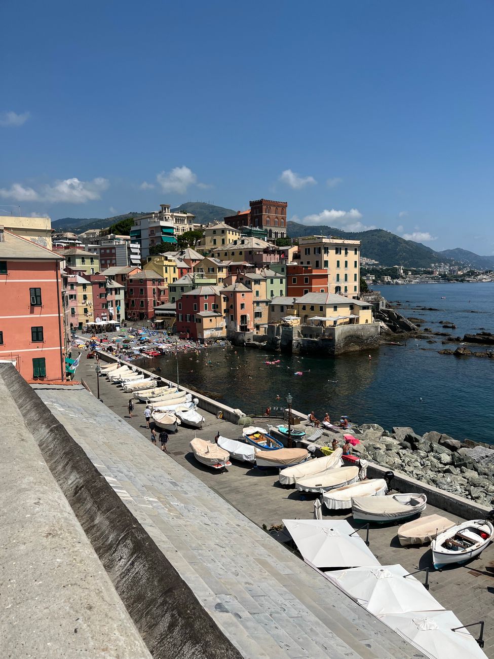 The colourful houses of the Boccadasse fishing quarter by the sea