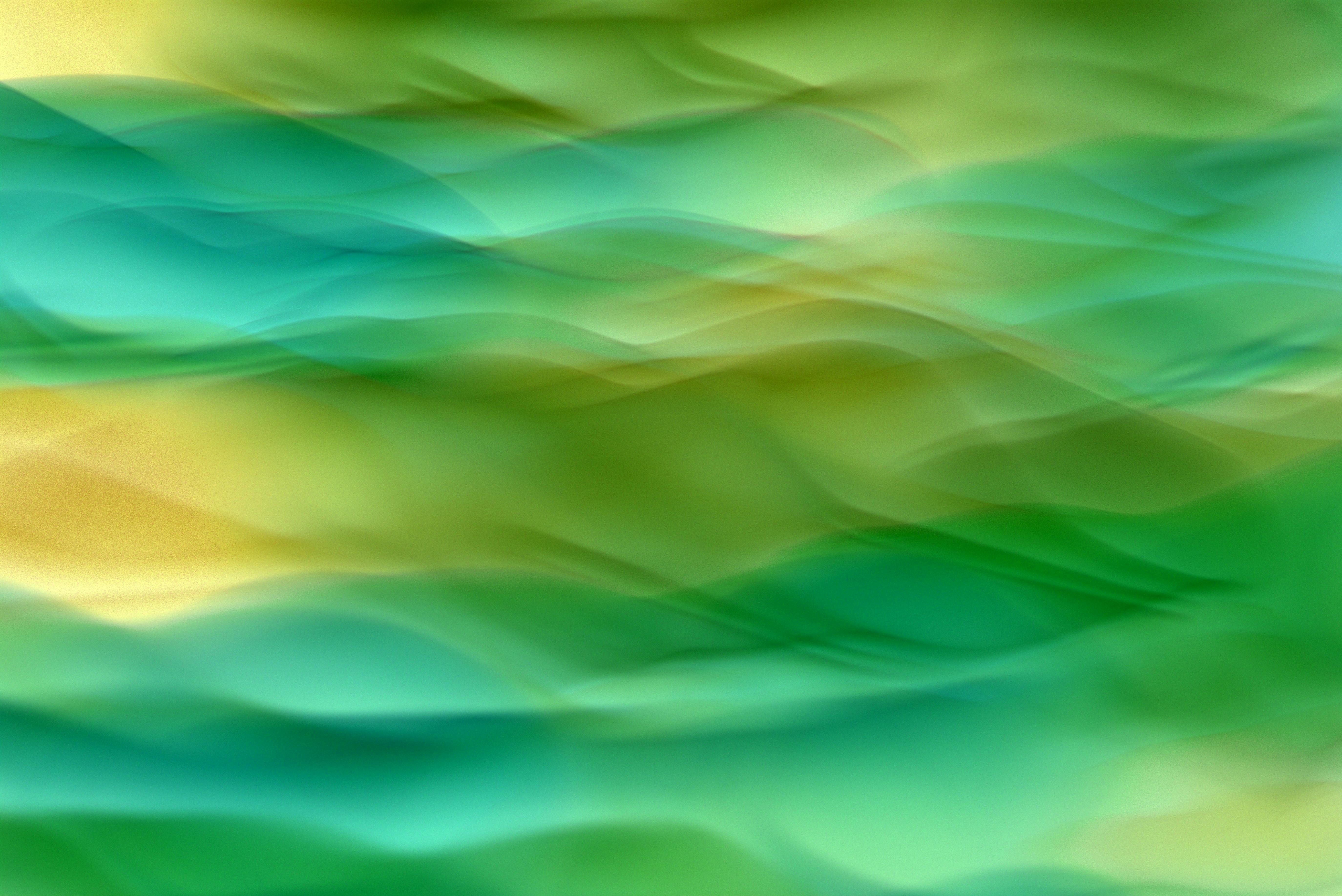 Abstract green and yellow waves on a green background · Free Stock Photo