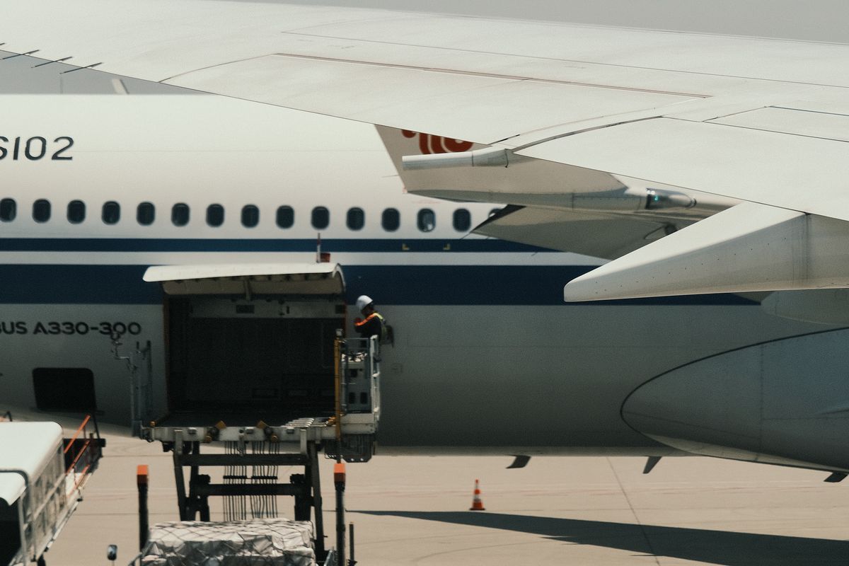Empty baggage belt after a flight has been unloaded