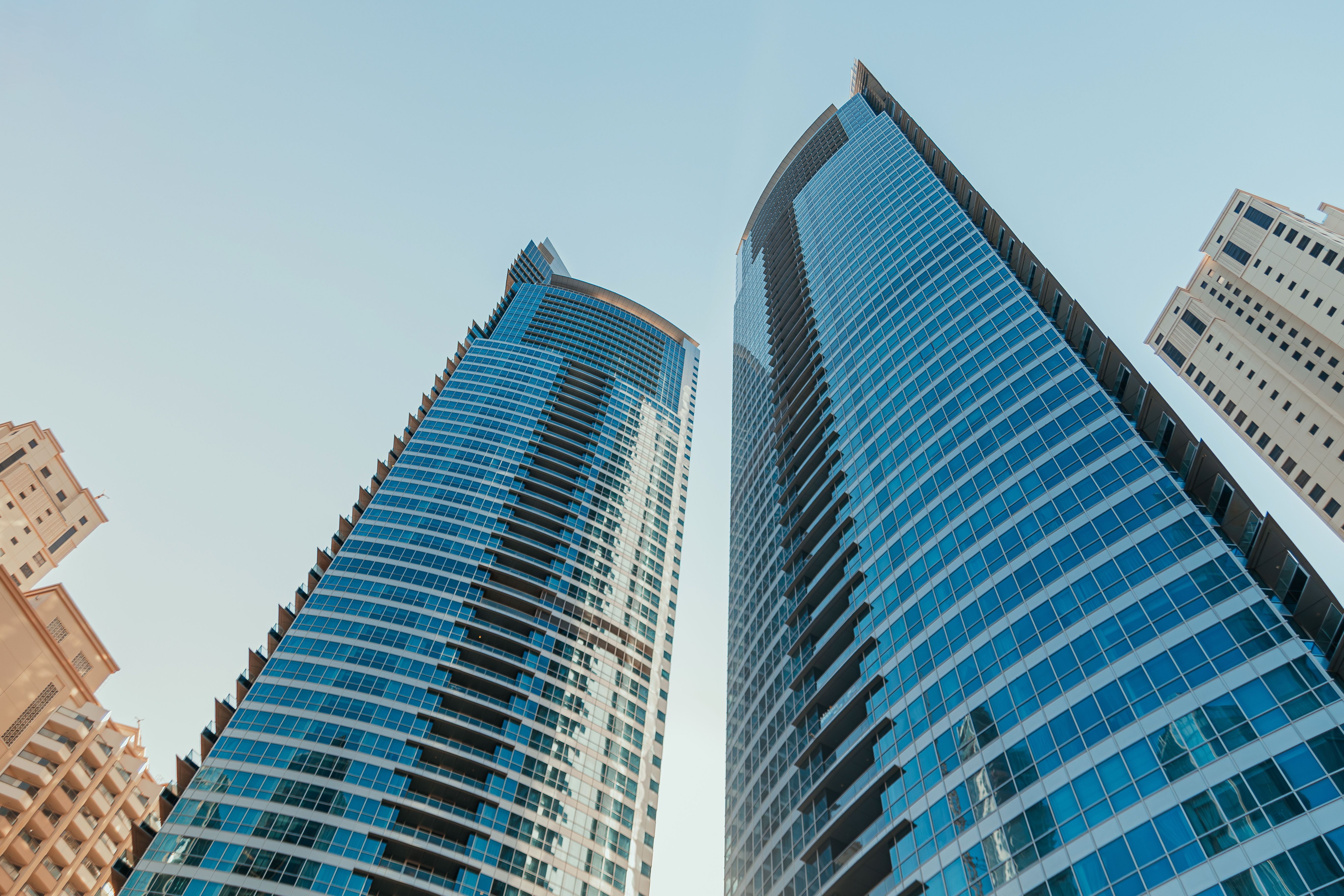 Modern skyscrapers and palm trees in urban city landscape · Free Stock ...