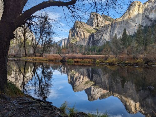Free Breathtaking autumn view of El Capitan reflecting in Merced River, Yosemite. Stock Photo