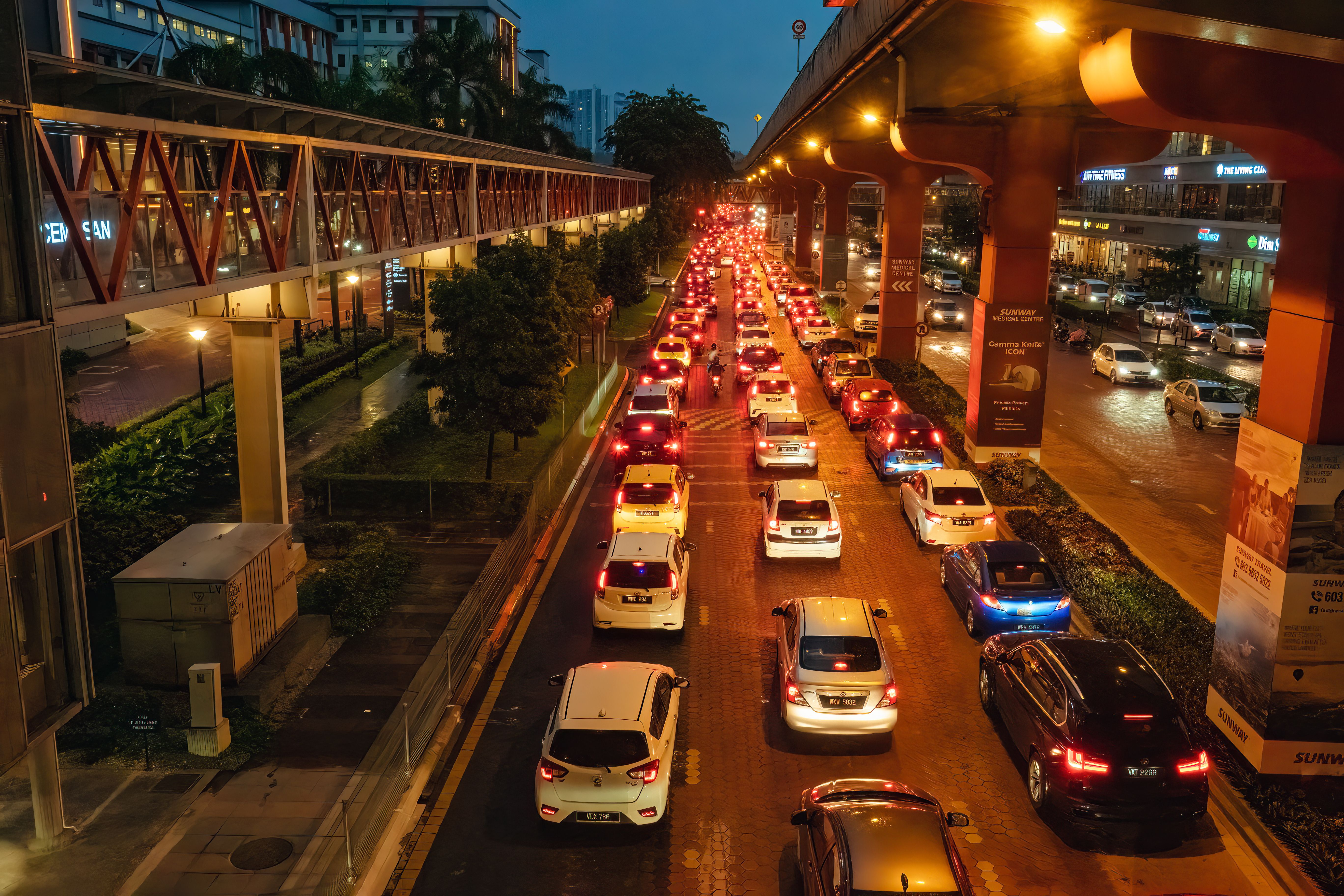 Malaysia traffic jam evening rush hour