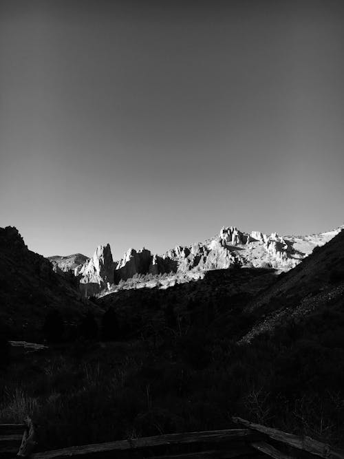 Grayscale Photography of Rocky Mountain