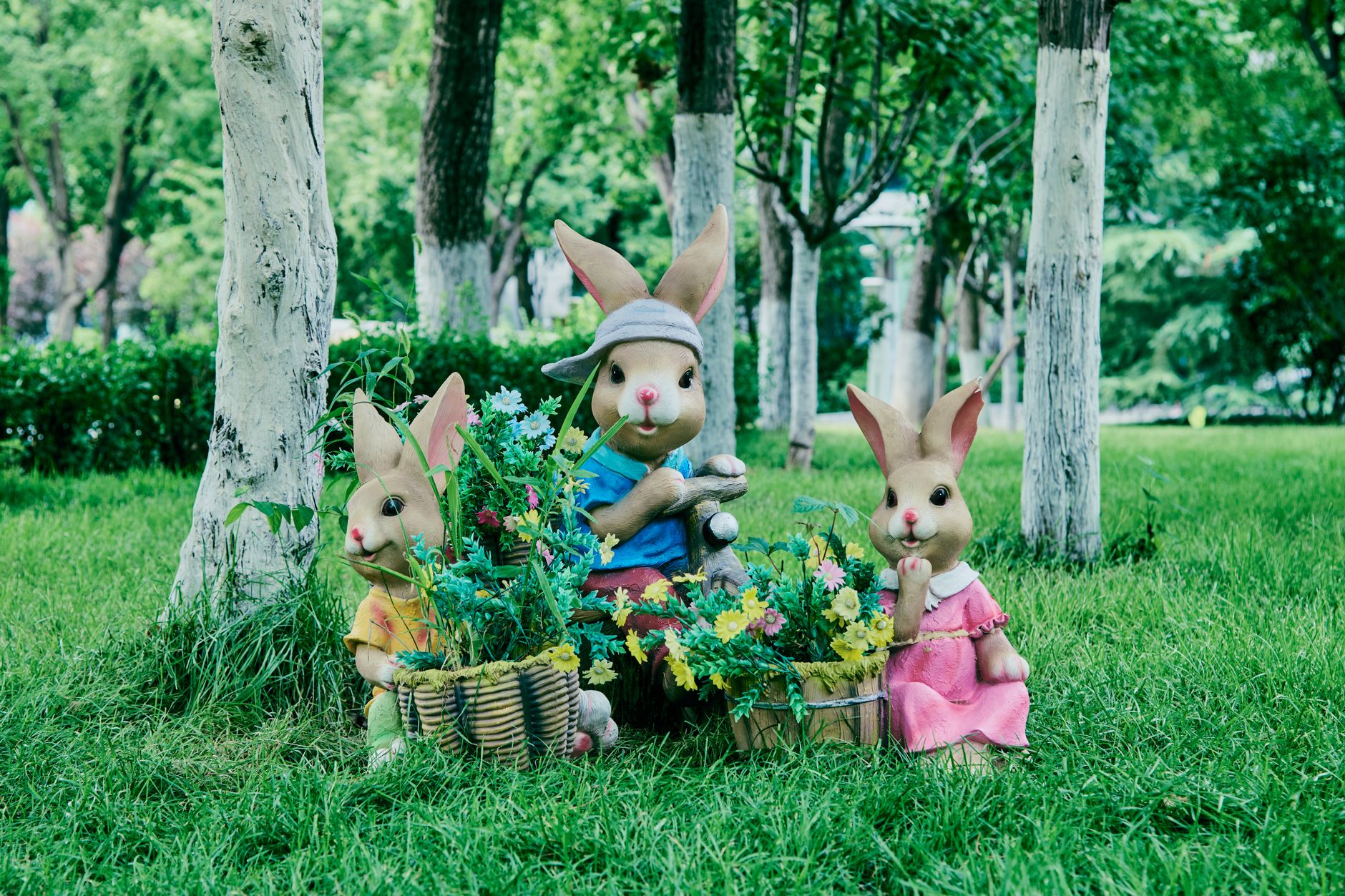 Keluarga sedang berinteraksi dengan kelinci di Ciwidey Rabbit Park Keluarga sedang berinteraksi dengan kelinci di Ciwidey Rabbit Park