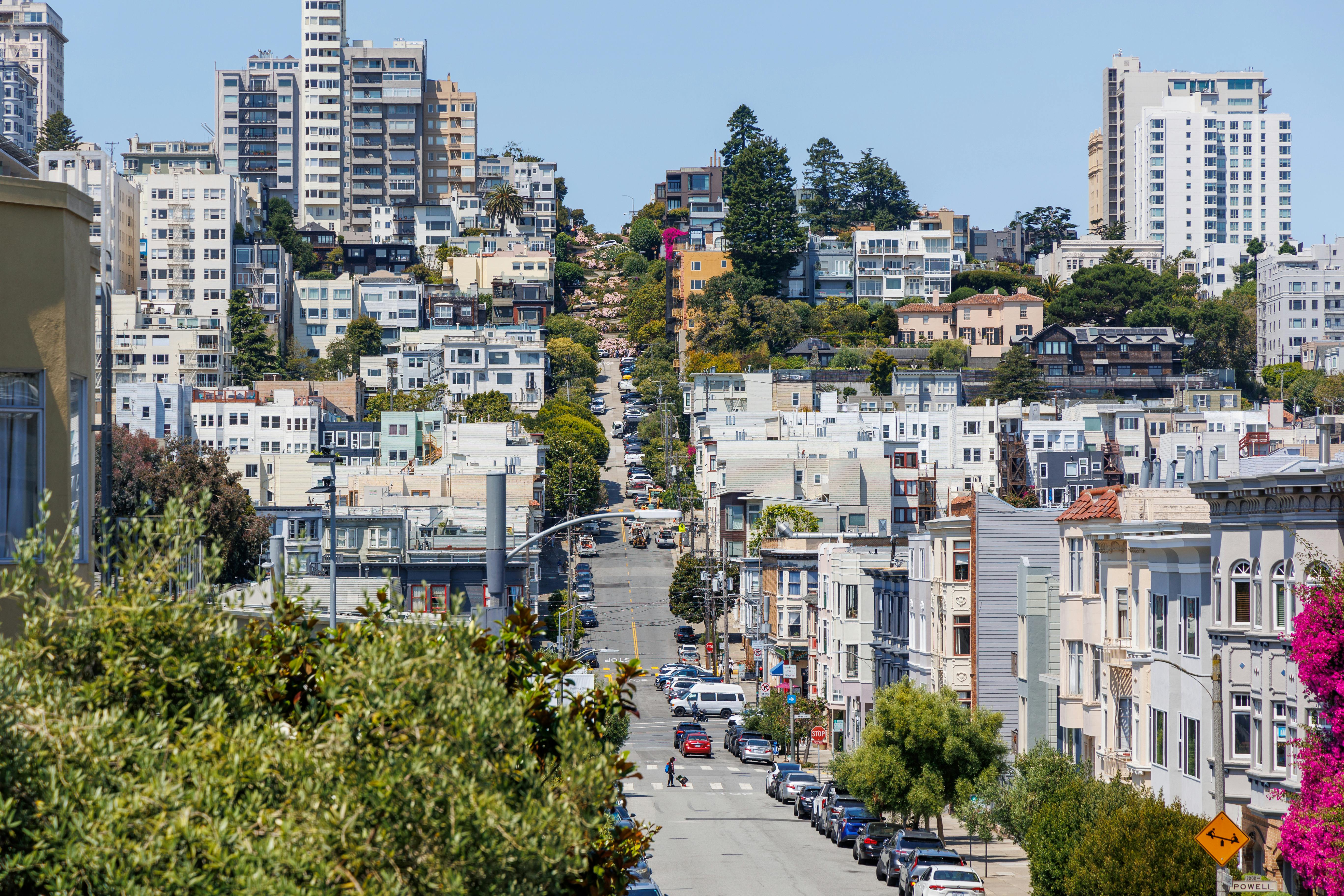 a view of the city from a hilltop