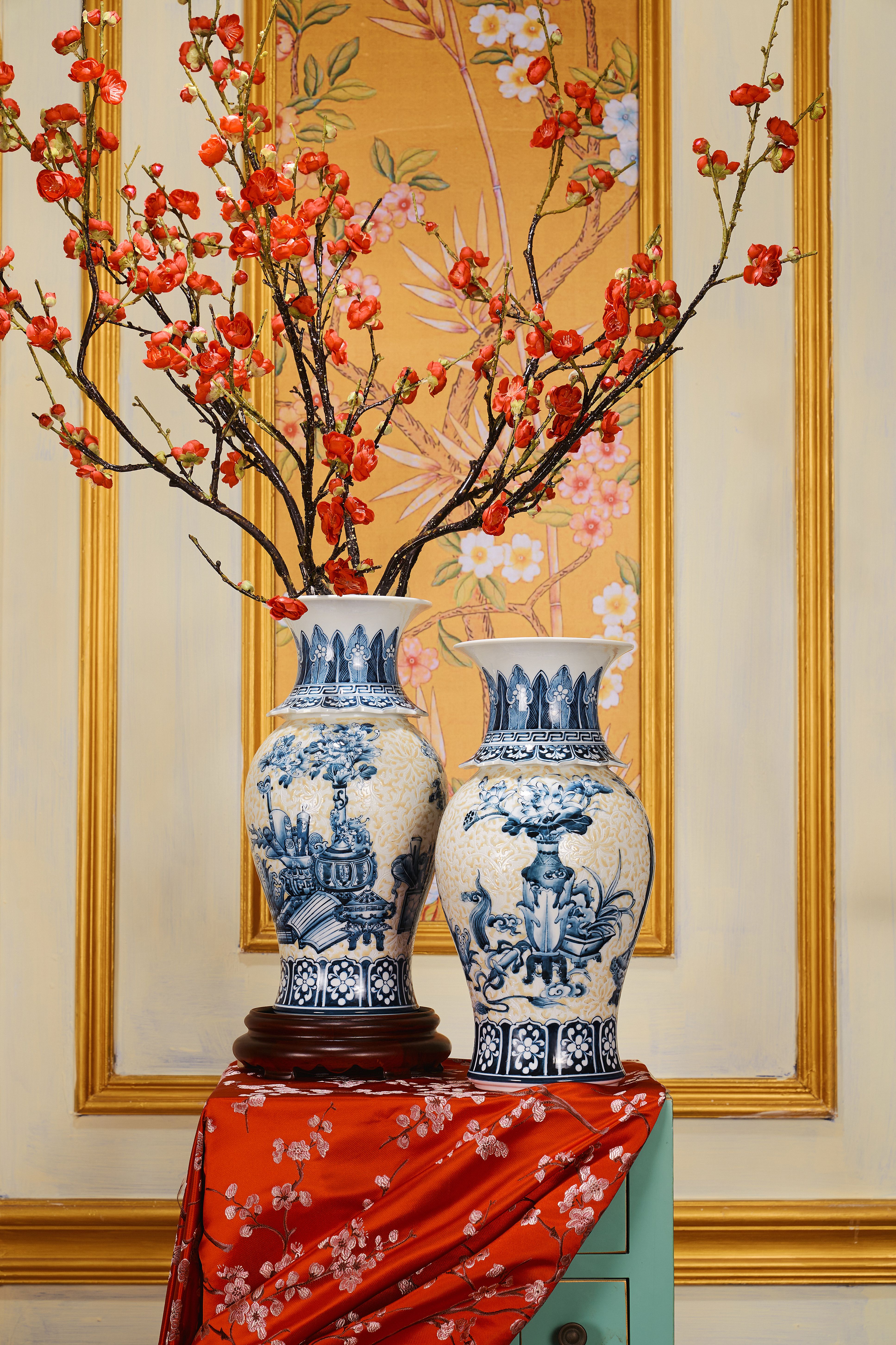 Handcrafted Porcelain Flower Vase from the Golden Silk Embroidery ...