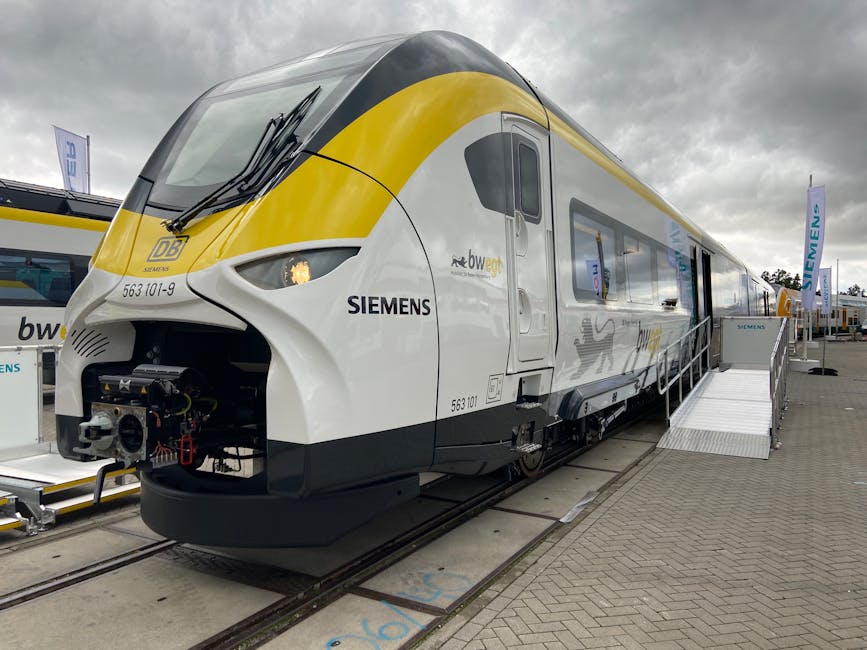 Contemporary Siemens train on display at a Berlin station, showcasing advanced design and transporta