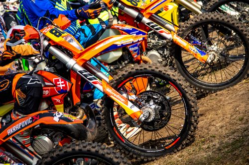 Free Exciting motocross race captured in Borský Mikuláš, Slovakia, featuring vibrant dirt bikes. Stock Photo