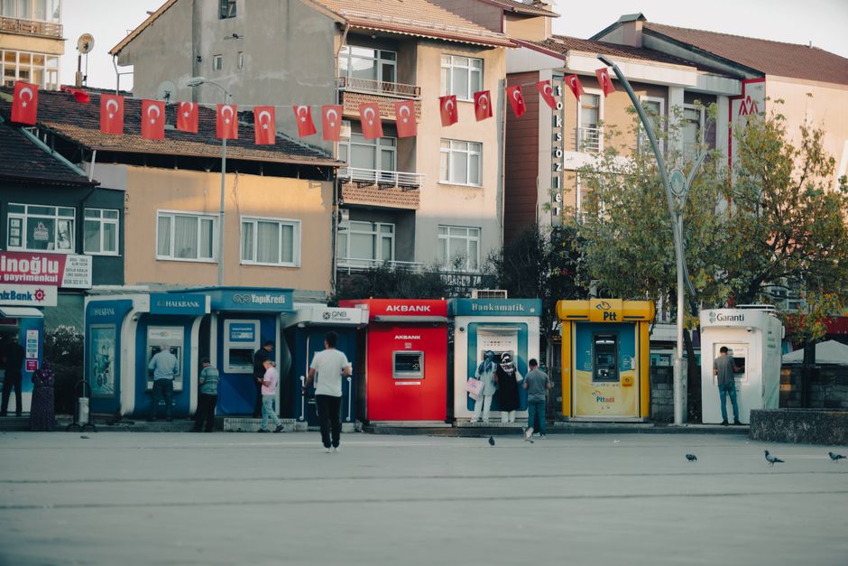 Vodafone Albania store front with SIM card display