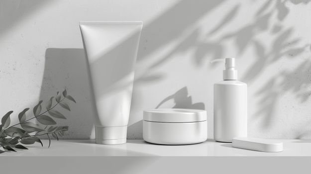Stylish minimalist bathroom products set in soft shadows for an elegant look.